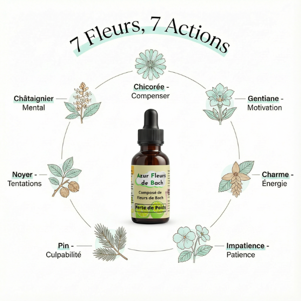 PERTE DE POIDS | Flacon de 30ml | Mélange de 7 Fleurs de Bach pour mincir durablement