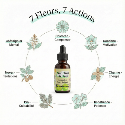 PERTE DE POIDS | Flacon de 30ml | Mélange de 7 Fleurs de Bach pour mincir durablement