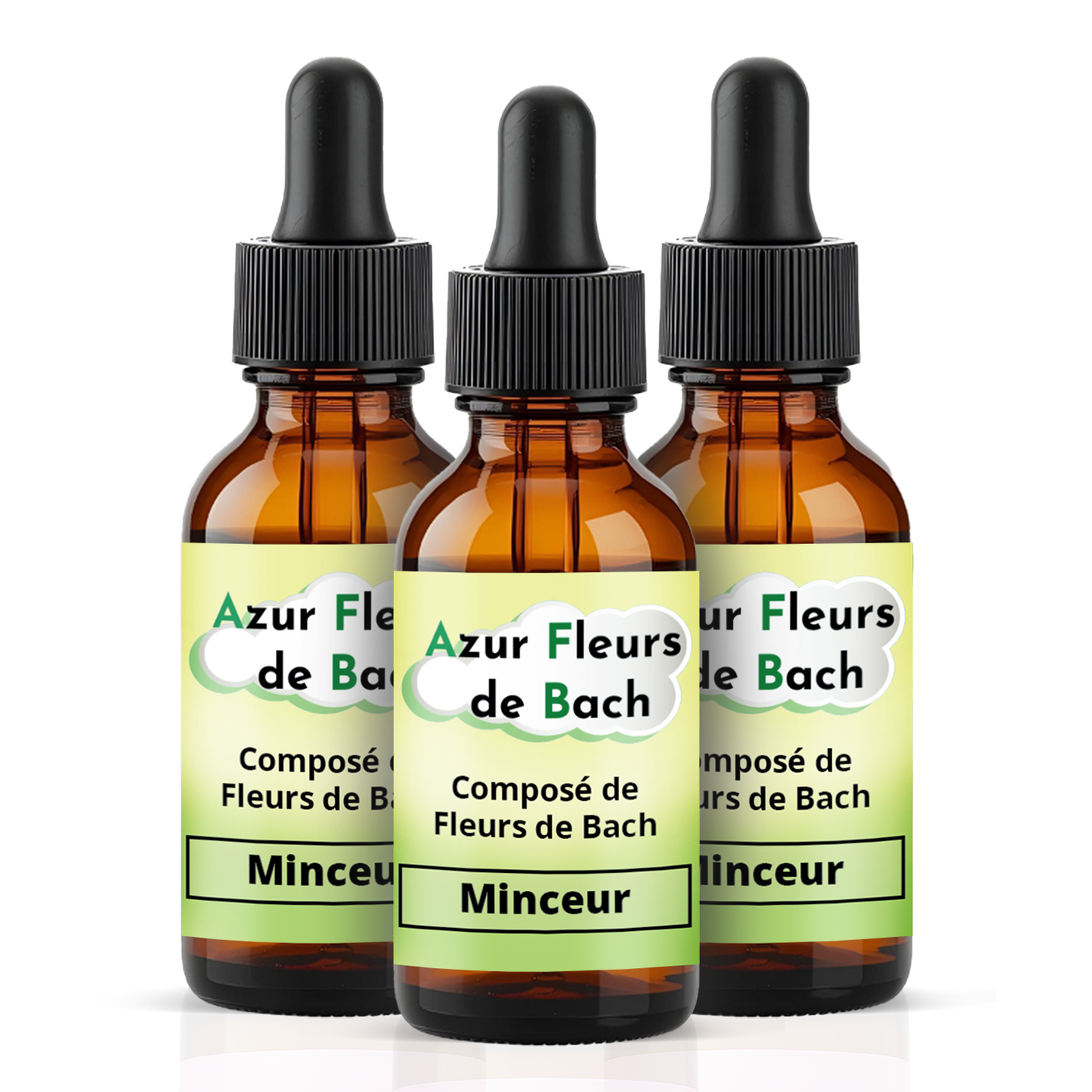 MINCEUR | 3 flacons de 30ml | Mélange de 7 Fleurs de Bach