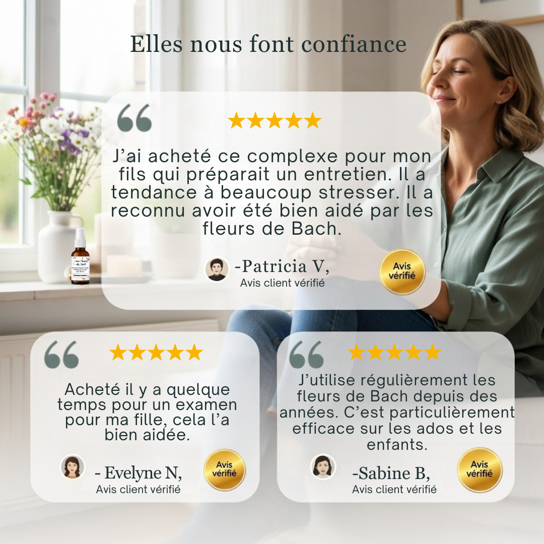 Confiance & Examens | Fleurs de Bach sans alcool