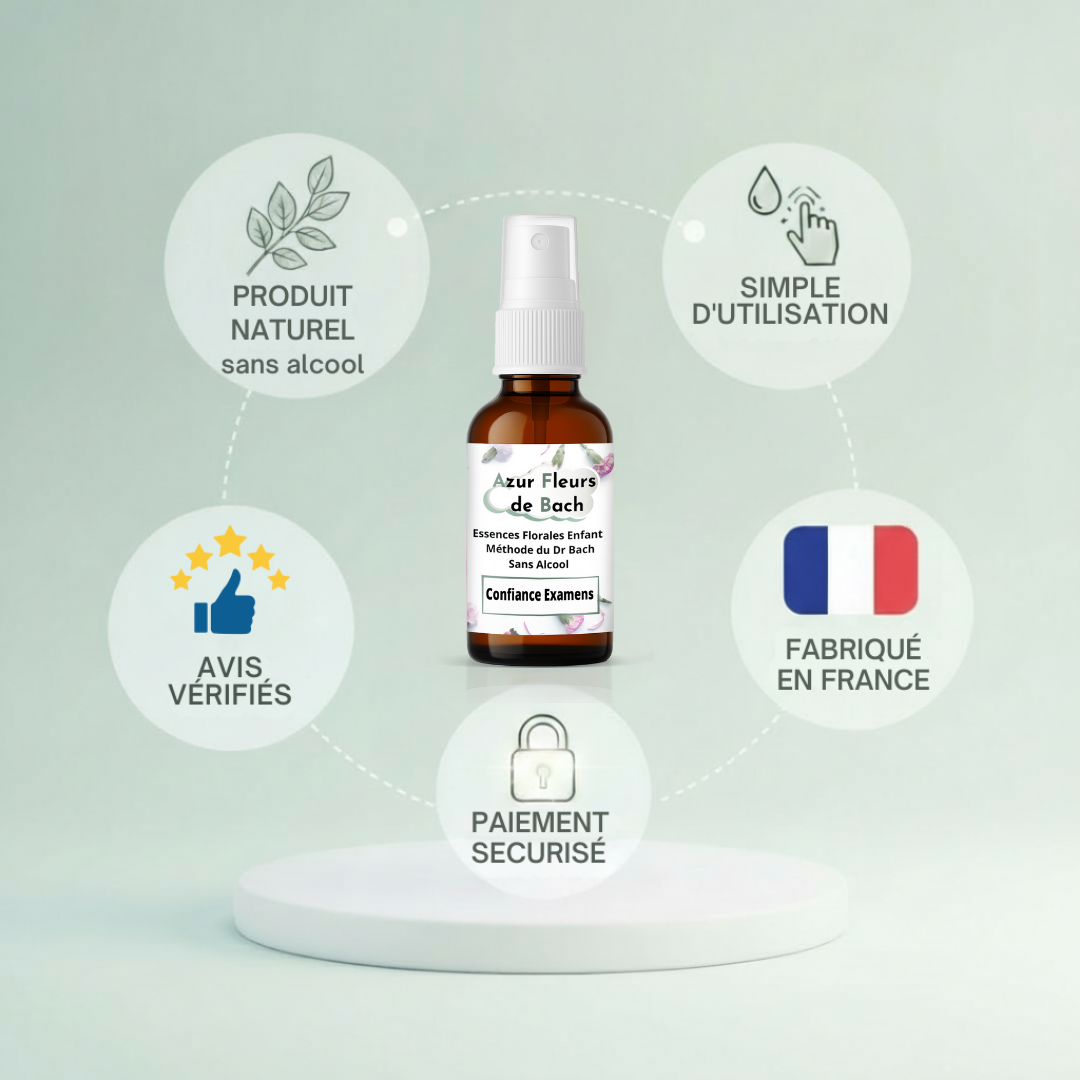 Confiance & Examens | Fleurs de Bach sans alcool