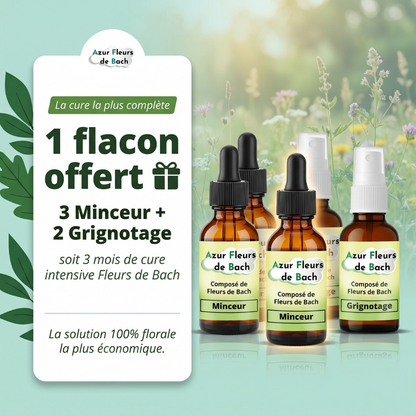 Lot Minceur | 2 Grignotage + 3 Minceur dont 1 Offert | Fleurs de Bach
