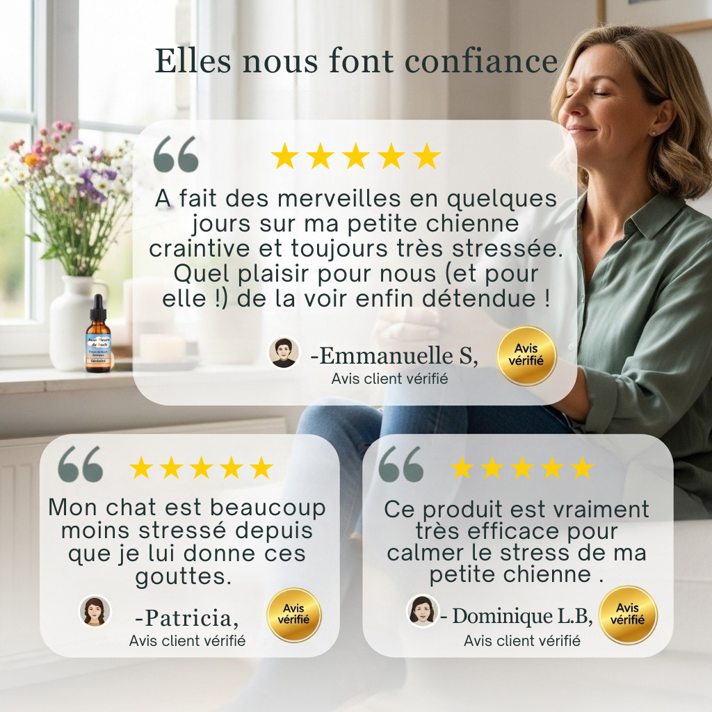Sérénité Animaux Stressés  | Fleurs de Bach sans alcool ajouté