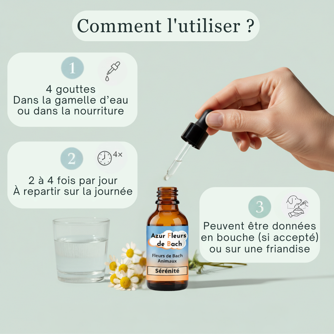 Sérénité Animaux Stressés  | Fleurs de Bach sans alcool ajouté