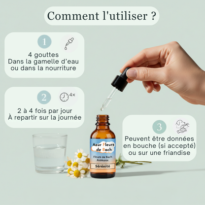 Sérénité Animaux Stressés  | Fleurs de Bach sans alcool ajouté