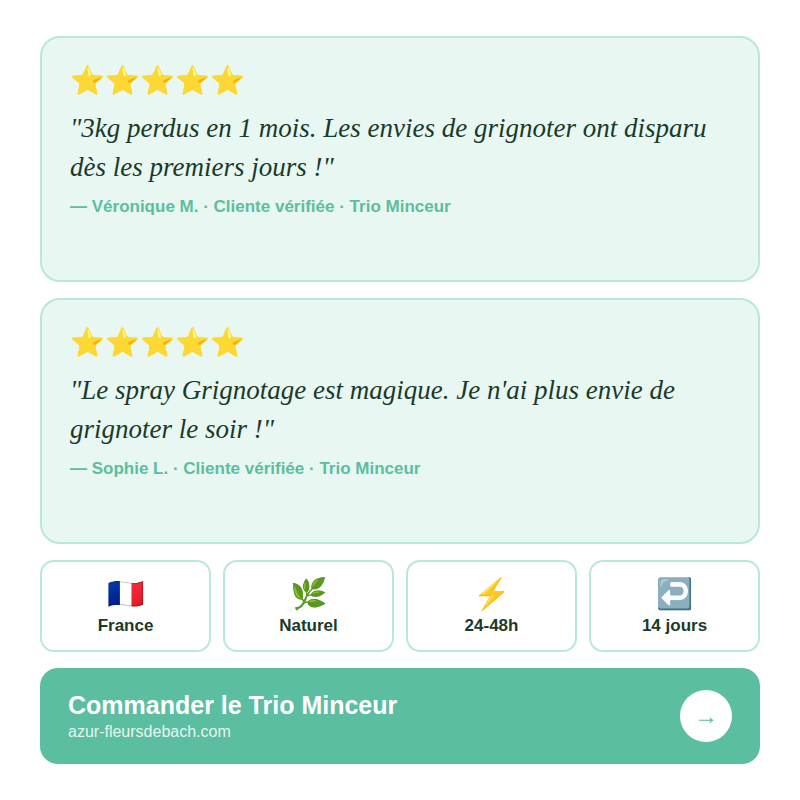 Trio Minceur | Minceur + Grignotage + Tricouche + Hypnose Offerte