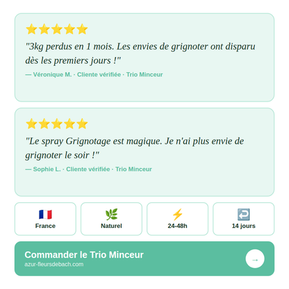 Trio Minceur | Minceur + Grignotage + Tricouche + Hypnose Offerte