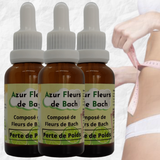 -33% PERTE DE POIDS | 3 flacons de 30ml | Mélange de 7 Fleurs de Bach pour mincir durablement